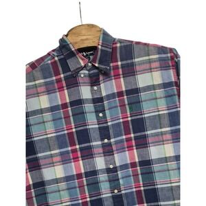 Ralph Lauren Shirt Mens 100% Blake Cotton Multicolor Plaid Shirt Sleeve XL Party